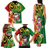 Vanuatu Christmas Family Matching Tank Maxi Dress and Hawaiian Shirt Funny Santa with Namele and Boar Tusk Tribal - Polynesian Pride