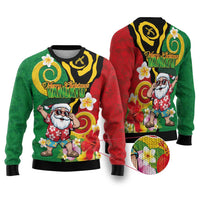 Vanuatu Christmas Ugly Christmas Sweater Funny Santa with Namele and Boar Tusk Tribal - Polynesian Pride