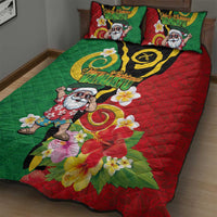 Vanuatu Christmas Quilt Bed Set Funny Santa with Namele and Boar Tusk Tribal - Polynesian Pride