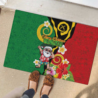 Vanuatu Christmas Rubber Doormat Funny Santa with Namele and Boar Tusk Tribal - Polynesian Pride