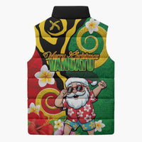 Vanuatu Christmas Sleeveless Puffer Jacket Funny Santa with Namele and Boar Tusk Tribal - Polynesian Pride