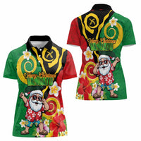 Vanuatu Christmas Women Polo Shirt Funny Santa with Namele and Boar Tusk Tribal LT03 - Polynesian Pride