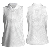 Samoan Lotu a Tamaiti Women Sleeveless Polo Shirt Coat of Arms and Polynesian Pattern
