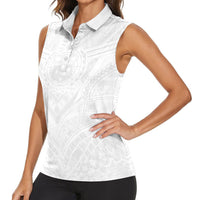 Samoan Lotu a Tamaiti Women Sleeveless Polo Shirt Coat of Arms and Polynesian Pattern