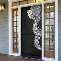 Hawaiian Tribal Tattoo and Plumeria Door Cover Polynesian Pattern Black Color
