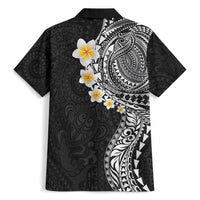 Hawaiian Tribal Tattoo and Plumeria Hawaiian Shirt Polynesian Pattern Black Color