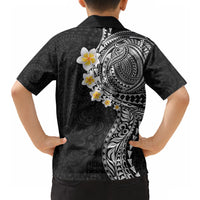 Hawaiian Tribal Tattoo and Plumeria Hawaiian Shirt Polynesian Pattern Black Color
