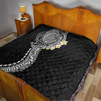 Hawaiian Tribal Tattoo and Plumeria Quilt Polynesian Pattern Black Color