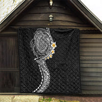 Hawaiian Tribal Tattoo and Plumeria Quilt Polynesian Pattern Black Color