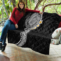 Hawaiian Tribal Tattoo and Plumeria Quilt Polynesian Pattern Black Color