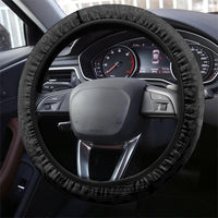 Hawaiian Tribal Tattoo and Plumeria Steering Wheel Cover Polynesian Pattern Black Color