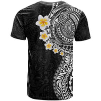 Hawaiian Tribal Tattoo and Plumeria T Shirt Polynesian Pattern Black Color