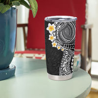 Hawaiian Tribal Tattoo and Plumeria Tumbler Cup Polynesian Pattern Black Color