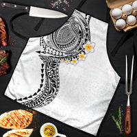 Hawaiian Tribal Tattoo and Plumeria Apron Polynesian Pattern White Color