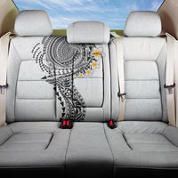 Hawaiian Tribal Tattoo and Plumeria Back Car Seat Cover Polynesian Pattern White Color