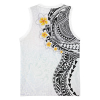 Hawaiian Tribal Tattoo and Plumeria Basketball Jersey Polynesian Pattern White Color