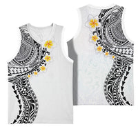 Hawaiian Tribal Tattoo and Plumeria Basketball Jersey Polynesian Pattern White Color