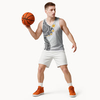 Hawaiian Tribal Tattoo and Plumeria Basketball Jersey Polynesian Pattern White Color