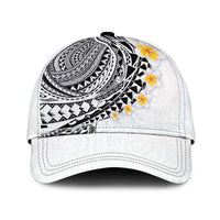 Hawaiian Tribal Tattoo and Plumeria Classic Cap Polynesian Pattern White Color