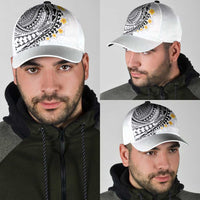 Hawaiian Tribal Tattoo and Plumeria Classic Cap Polynesian Pattern White Color