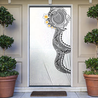 Hawaiian Tribal Tattoo and Plumeria Door Cover Polynesian Pattern White Color