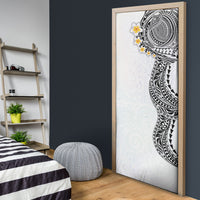 Hawaiian Tribal Tattoo and Plumeria Door Cover Polynesian Pattern White Color