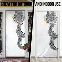 Hawaiian Tribal Tattoo and Plumeria Door Cover Polynesian Pattern White Color