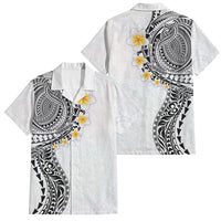 Hawaiian Tribal Tattoo and Plumeria Family Matching Tank Maxi Dress and Hawaiian Shirt Polynesian Pattern White Color