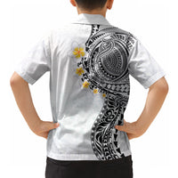 Hawaiian Tribal Tattoo and Plumeria Hawaiian Shirt Polynesian Pattern White Color