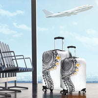 Hawaiian Tribal Tattoo and Plumeria Luggage Cover Polynesian Pattern White Color