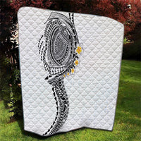 Hawaiian Tribal Tattoo and Plumeria Quilt Polynesian Pattern White Color