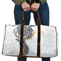 Hawaiian Tribal Tattoo and Plumeria Travel Bag Polynesian Pattern White Color