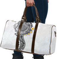 Hawaiian Tribal Tattoo and Plumeria Travel Bag Polynesian Pattern White Color