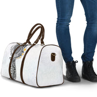 Hawaiian Tribal Tattoo and Plumeria Travel Bag Polynesian Pattern White Color