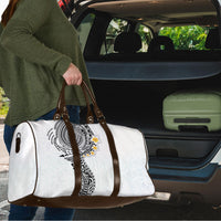 Hawaiian Tribal Tattoo and Plumeria Travel Bag Polynesian Pattern White Color