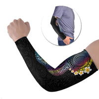 Hawaiian Tribal Tattoo and Plumeria Arm Sleeves Polynesian Pattern Rainbow
