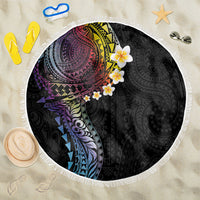 Hawaiian Tribal Tattoo and Plumeria Beach Blanket Polynesian Pattern Rainbow