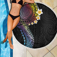 Hawaiian Tribal Tattoo and Plumeria Beach Blanket Polynesian Pattern Rainbow