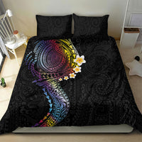 Hawaiian Tribal Tattoo and Plumeria Bedding Set Polynesian Pattern Rainbow
