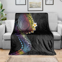 Hawaiian Tribal Tattoo and Plumeria Blanket Polynesian Pattern Rainbow