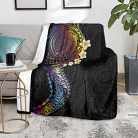 Hawaiian Tribal Tattoo and Plumeria Blanket Polynesian Pattern Rainbow