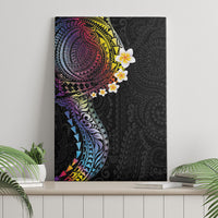Hawaiian Tribal Tattoo and Plumeria Canvas Wall Art Polynesian Pattern Rainbow