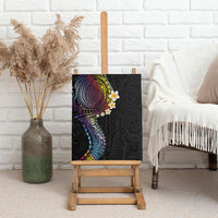 Hawaiian Tribal Tattoo and Plumeria Canvas Wall Art Polynesian Pattern Rainbow