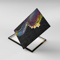 Hawaiian Tribal Tattoo and Plumeria Canvas Wall Art Polynesian Pattern Rainbow