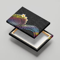 Hawaiian Tribal Tattoo and Plumeria Canvas Wall Art Polynesian Pattern Rainbow