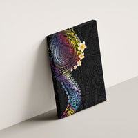 Hawaiian Tribal Tattoo and Plumeria Canvas Wall Art Polynesian Pattern Rainbow