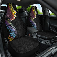 Hawaiian Tribal Tattoo and Plumeria Car Seat Cover Polynesian Pattern Rainbow