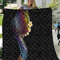 Hawaiian Tribal Tattoo and Plumeria Quilt Polynesian Pattern Rainbow