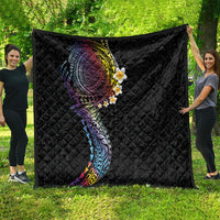 Hawaiian Tribal Tattoo and Plumeria Quilt Polynesian Pattern Rainbow