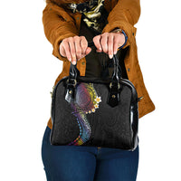 Hawaiian Tribal Tattoo and Plumeria Shoulder Handbag Polynesian Pattern Rainbow